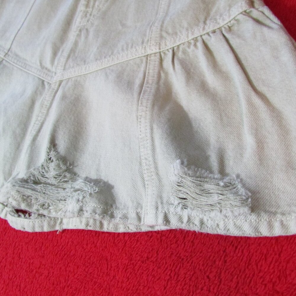 7 for all Mankind x Cara Delevingne Denim Distressed Mini Skirt - Soft Olive - Picture 5 of 8